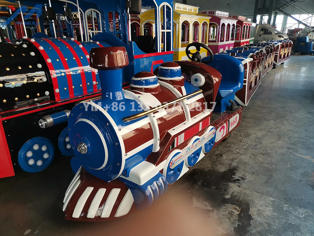 Hot sale amusement  fun electric tourist train battery powered train rides for kids