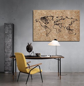 Hot Sale custom World Map Art Wood Veneer Cork board and Memo board Wall Art