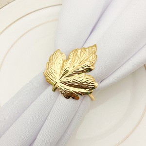 Hot sale gold leaves napkin ring tableware napkin ring for wedding
