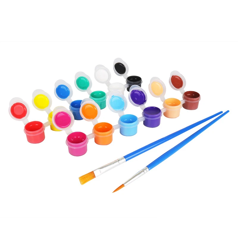 Hot Sale Items 12 colors 2ml Acrylic Paint Set With 2 Brushes Various Colors Cheap Acrylic Artist Paint Kit