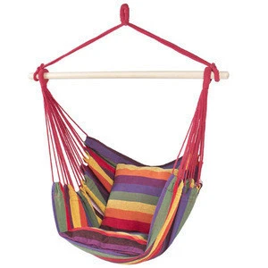 Hot Sale Outdoor Camping Rainbow Canvas Hanging Hammock Swing Chair