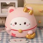 Hot selling kids favorite environmental PVC Resin crafts ornament plastic coin bank money saving box Pink lucky cat coin bank