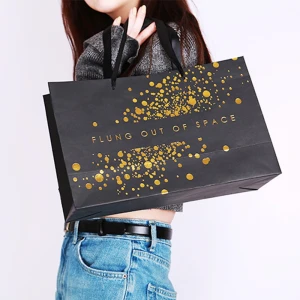 Hot selling luxury paper bag shopping bag with gold stamping logo