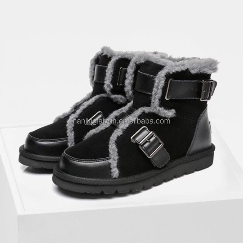 Hot selling womens leather warm fashion snow boots