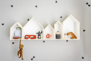 House Shaped Display Box Kids Furniture Wall Wooden Floating Shelf