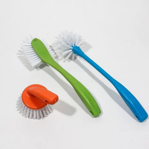 Household kitchen tool soft plastic dishes brush with handle