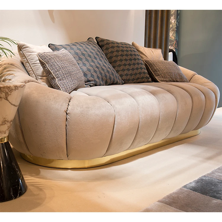 Italian Light Luxury Sofa Living Room Design Fabric Velvet Leather Sofa