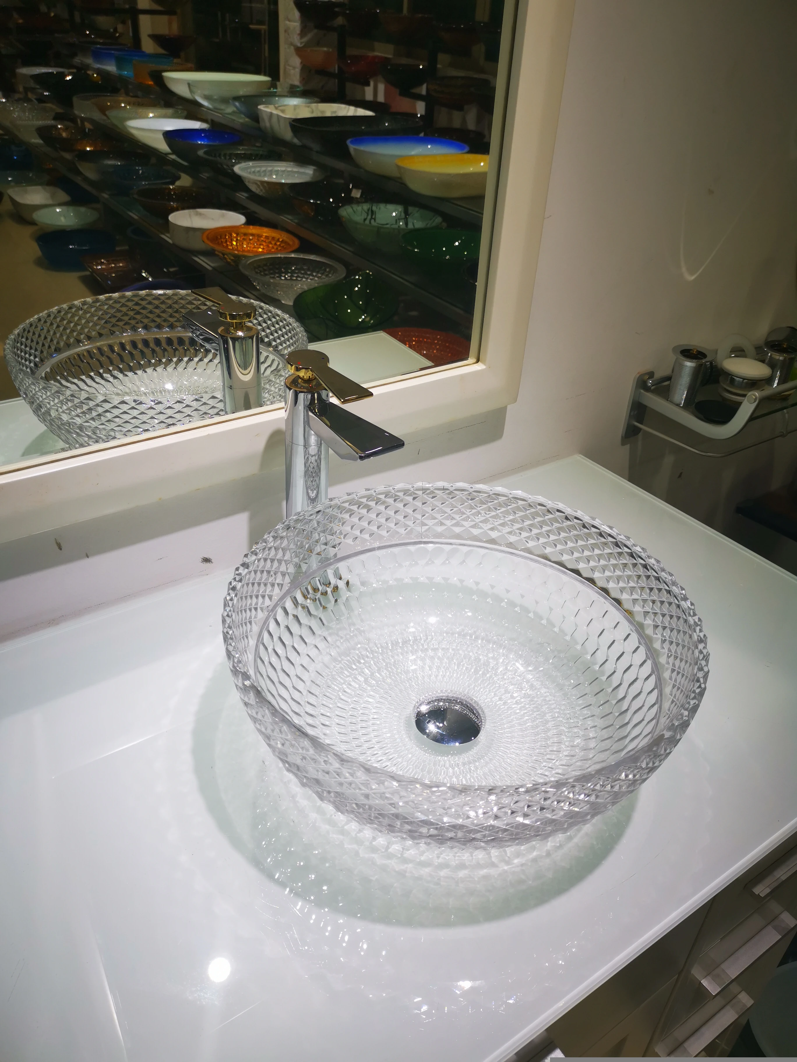 Italy design glass vessel sink bathroom basin crystal glass wash basin