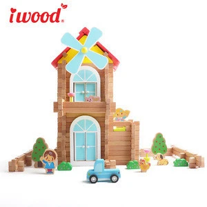 Iwood Series Educational Pretend Play Kids Furniture Toys Wooden Mini House for amazon