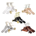 JINSHENG Clothing Store Hanger Custom Logo Boutique Wood Suit Hangers with Nickel Hooks & Clips