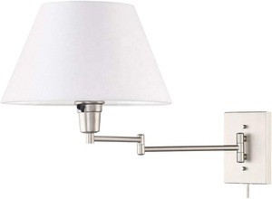 JLW-14931 simplicity bedroom fabric shade modern swing arm adjustable touch wall lamp