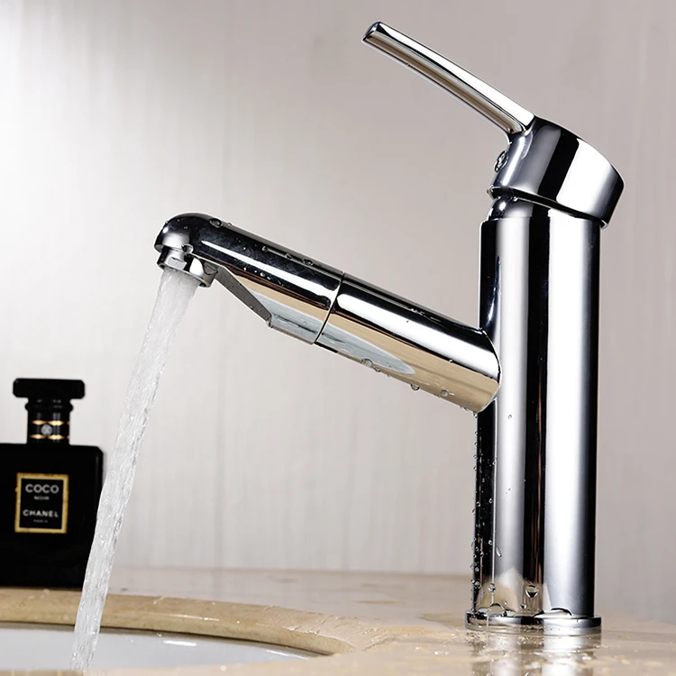Kaiping sanitary ware basin faucet hot cold water tap single hole pull out brass basin faucet