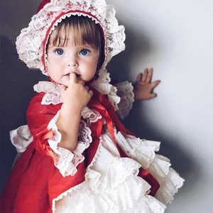 Kids Little Girls Party Boutique Clothing Spanish Princess Deluxe Dress Tulle Dresses Kids Baby Lace Ruffle Dress