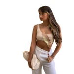 kliou 2020   asymmetrical camisole tank top women slash neck sleeveless summer crop top hot club partywear