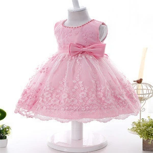 Korean Girl Pink birthday party dress Christening Gown for 1 year old baby flower girl dress