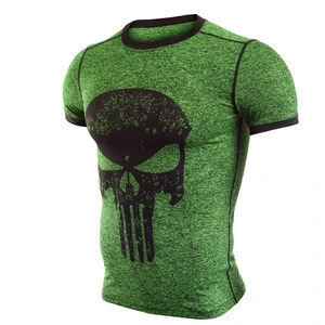 Latest Design Gym T-Shirt For Men Compression Shirt Men Skull T Shirt Bodybuilding Tight Short Sleeve