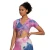 Latest Design Short Sleeve Tie Dye Yoga Bra For Women Sexy Bandage Crop Top Gym Sportswear Wholesale INS Popular Clothes