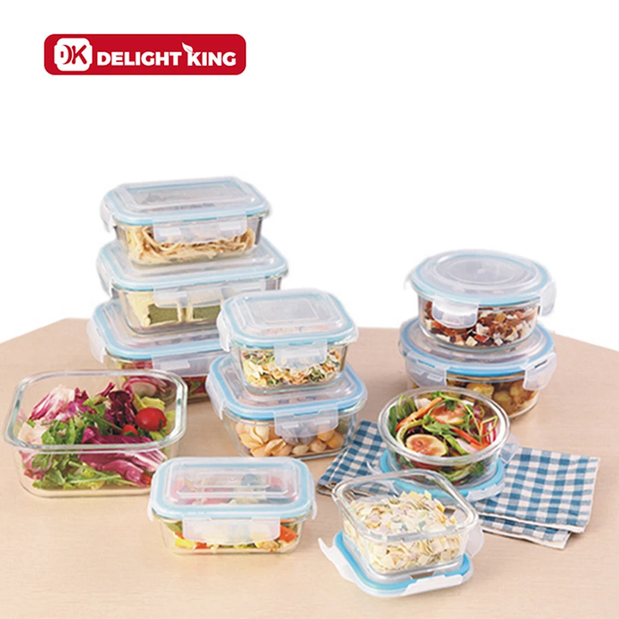 Leak Proof Glass Meal Prep BPA Free Plastic Lid/Borosilicate Glass Food Container /High Quality Glass food packaging Lunch Box