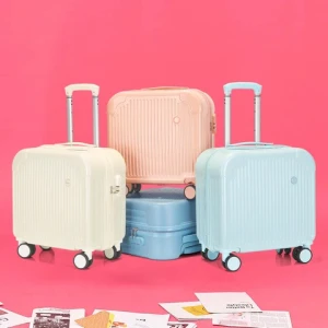 Light weight female 18 inch small size carry on trolley luggage travel suitcase with password lock