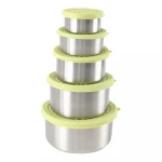 LIHONG Amazon Hot sale Kitchen Storage box High quality Stainless steel 18/8 food container set airtight Round Lunch box