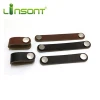 Linsont high quality furniture drawer hardware stitched leather material wooden door handle and knob