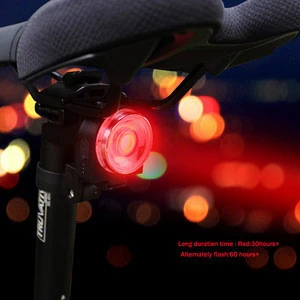 Long duration time 30hours+ led rechargeable bicycle tail light usb bike warning rear lights