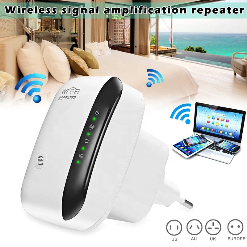 Long Range Wireless WiFi Repeater WLAN Amplifier 300Mbps Signal Booster WiFi Extender