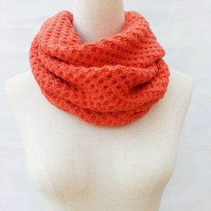 Long Winter Scarf Women 2 Circle Cable Knitted Cowl Neck Shawl