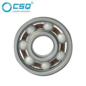 Low noise Peek PTFE PFA cage hybrid ceramic miniature ball bearing for 608 with ZrO2 SSIC Si3N4 ceramic ball