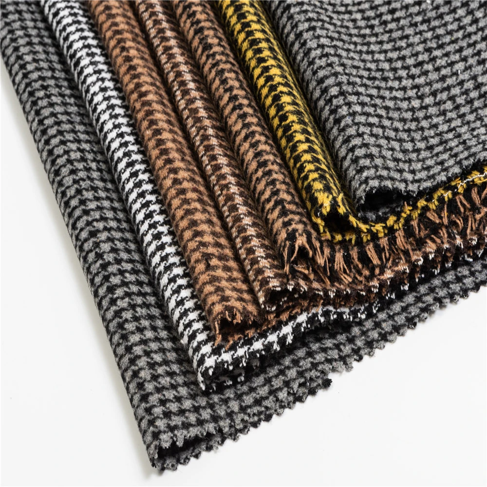 low price  wool  for coats winter coat wool polyester woolen fabric houndstooth wool fabric coats