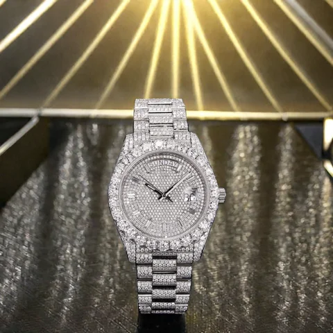 Buy Luxury Custom Stainless Steel Rappers Wrist Watch Hand Setting Pass ...