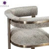 Luxury Grey Velvet Bar Chair With Bronze Brushed Stainless Steel Frame For Hetel or Bar