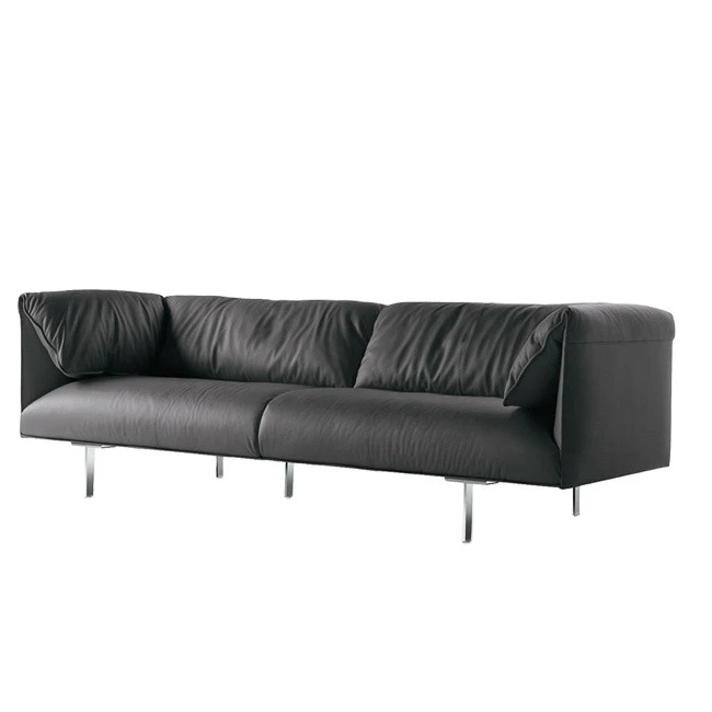 luxury italian genuine leather sofa 3 seater black leather sofa sets