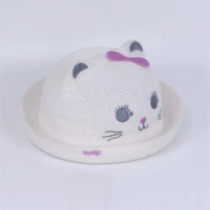 Machine embroidery hat for kid recyclable paper woven children hat outdoor travel bucket hat