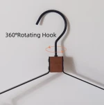 Manufacturer custom logo white black anti-slip wooden hanger metal coat hanger for cloths