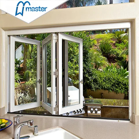 Master Well Hot Sale Double Glazed Tempered Glass Windproof Aluminum Bifold Window With Good Price