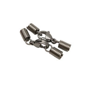 Meetee LCH-071 Stainless Steel Lobster Clasp Hole Jewelry Connectors for Braided Rope Bracelet Spring Clip Lobster Hook Buckle