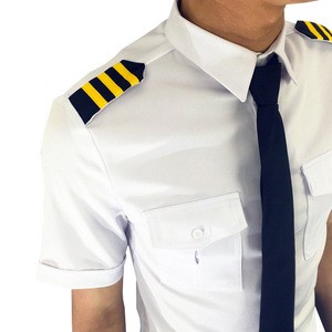 Men air line Pilot Uniform Shirt White Pilot Shirt Short Sleeve Pilot Shirts