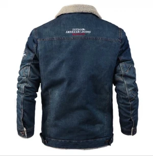 Mens Fleece Lined Winter Warm Jean Coat Trucker Denim Jacket Fur lapel Collar mens jean jackets denim