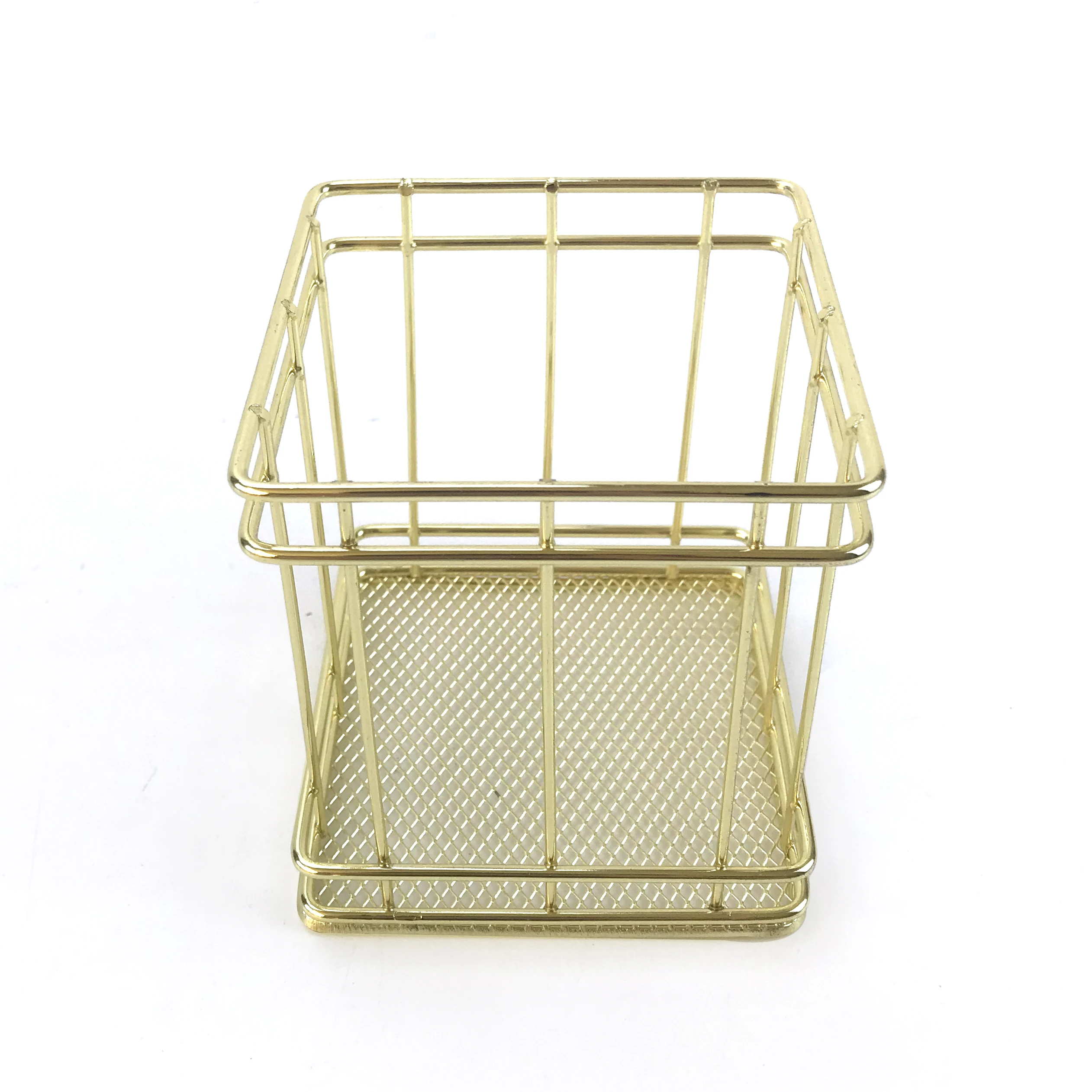 Metal Wire Office Stationery Square pen holder with net bottom