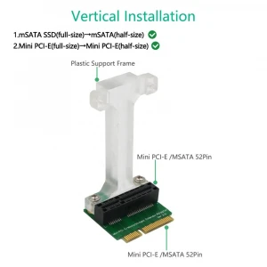 Mini PCI-E/mSATA Adapter with Vertical installation for 3G/4G,WWAN LTE,GPS and mSATA card