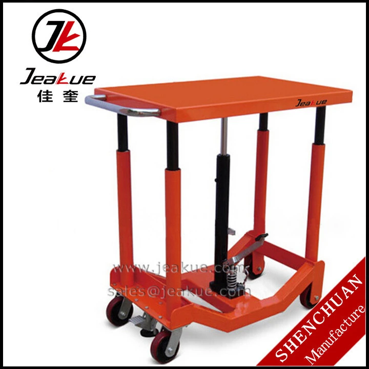 Mini scissors mobile hydraulic atv lift table 100kg with rollers