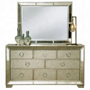 mirrored bedroom set with nighstand dressing table luxury design