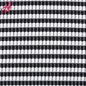 Modern design white and black striped pattern cheap polyester tweed woven jacquard fabric