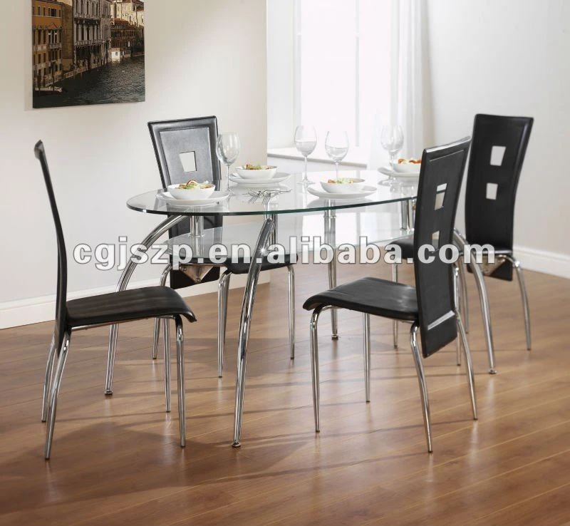modern dining room furniture tempered glass and metal dining sets