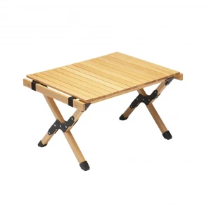 Modern style egg roll design foldable tables leisure portable solid wood camping picnic folding tables with carry bag