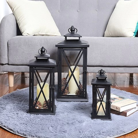 Morden metal nordic home decor gifts candlestick lanterns luxury candle holders home decorative pieces S/3