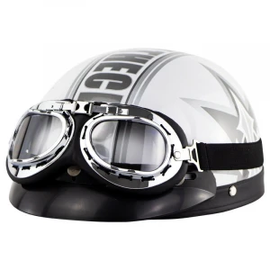 Motorcycle Safety Helmet + Detachable Visor + Goggles White Star Pattern Pink