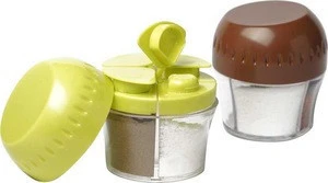 Multi 4 chamber plastic sprinkle Spices shaker&amp; storage jar
