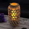 my00093 Blue Color handmade bamboo candle lantern